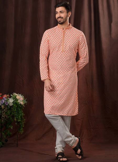 Peach Colour Venecia New Latest Designer Ethnic Wear Chikankari Kurta Pajama Collection 1517-8